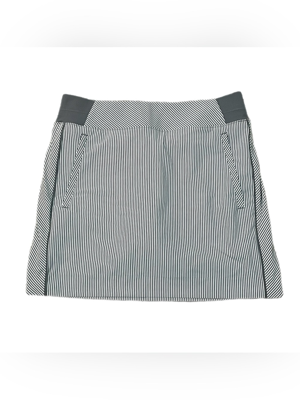 ATHLETA Brooklyn Textured 16" Skort SZ 6 Gray White Stripe Athletic Skirt Shorts